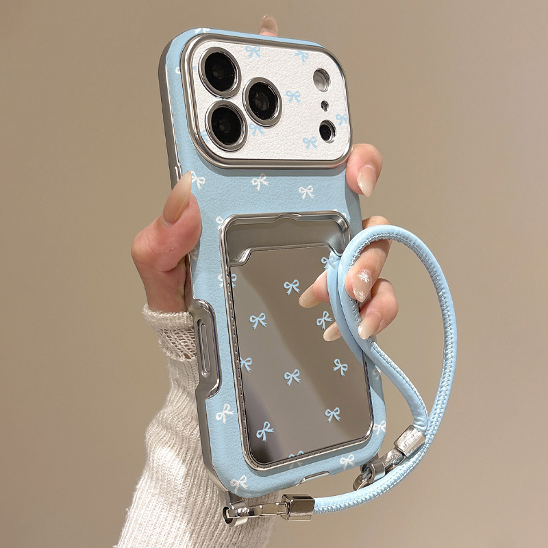 Phone Cases That Hold Cards - Schattige strik spiegelkaart houder telefoonhoesje voor