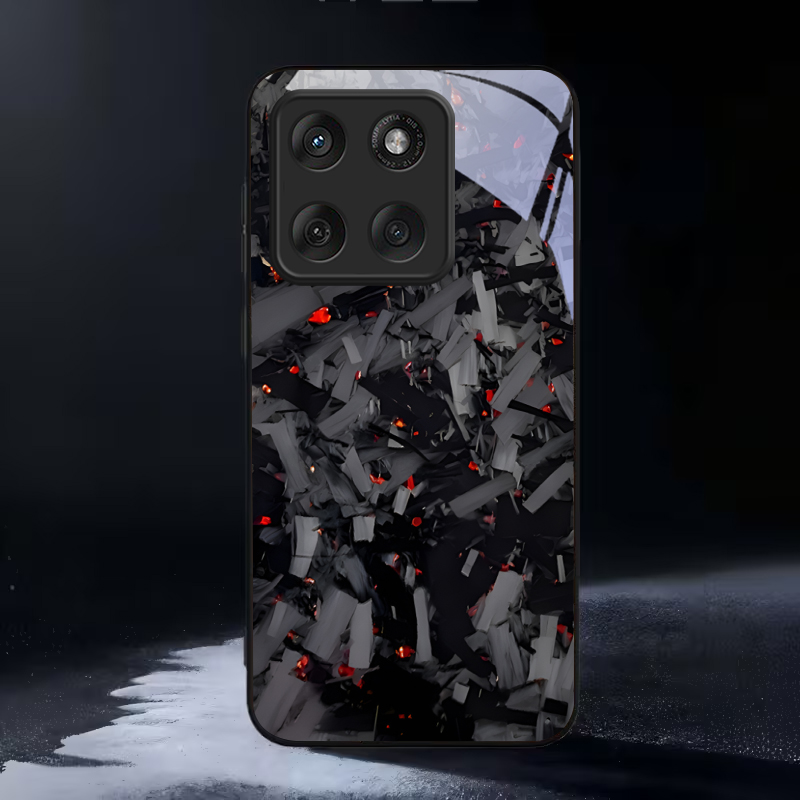 Phone Cases For Motorola - Donker Gefragmenteerd Embers Zwart Glazen Telefoonhoesje