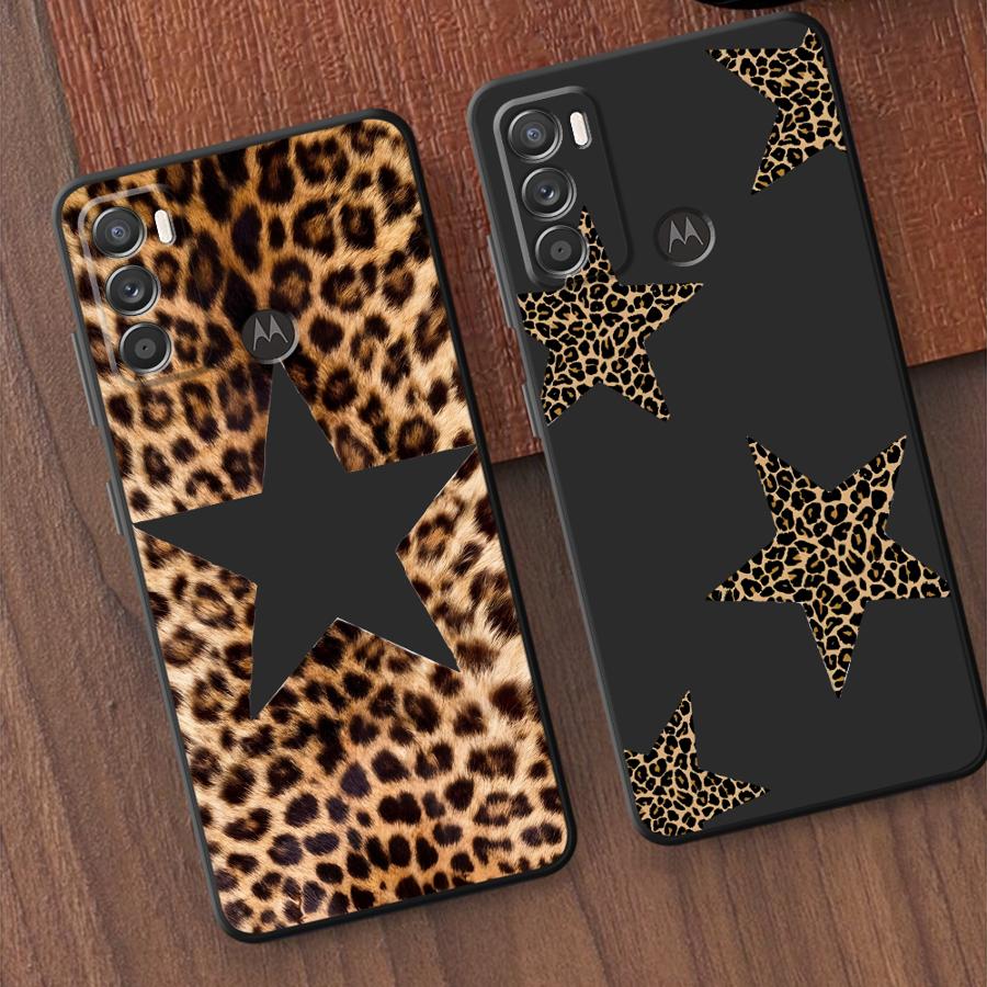Phone Cases For Motorola - Telefoonhoesje met luipaardprint en sterrenmotief voor
