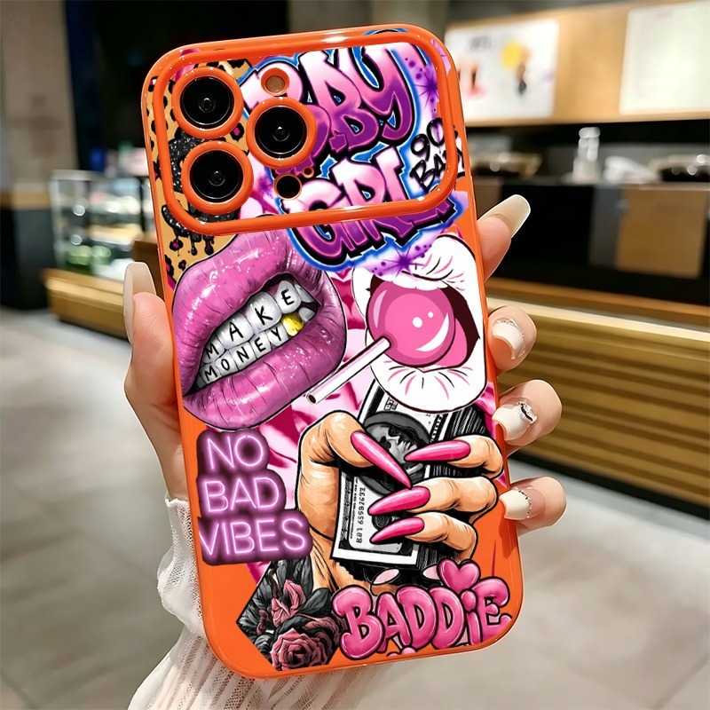 Phone Cases Cool Girl - Hiphop roze lippen baby meisje graffiti