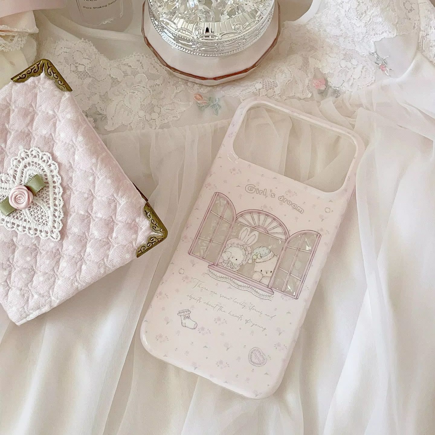 Phone Cases Cool Girl - Kawaii Bunny Bear Bloemige Roze Y2K