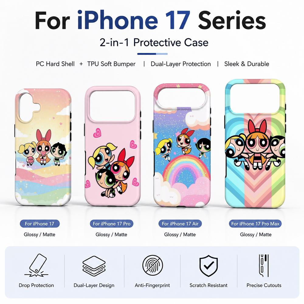 Phone Cases Cool Girl - Anime P-Powerpuff Girls Telefoonhoesje Filmmateriaal 2-in-1