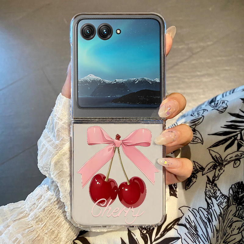 Phone Cases Cherry - Roze kersen strik print telefoonhoesje voor
