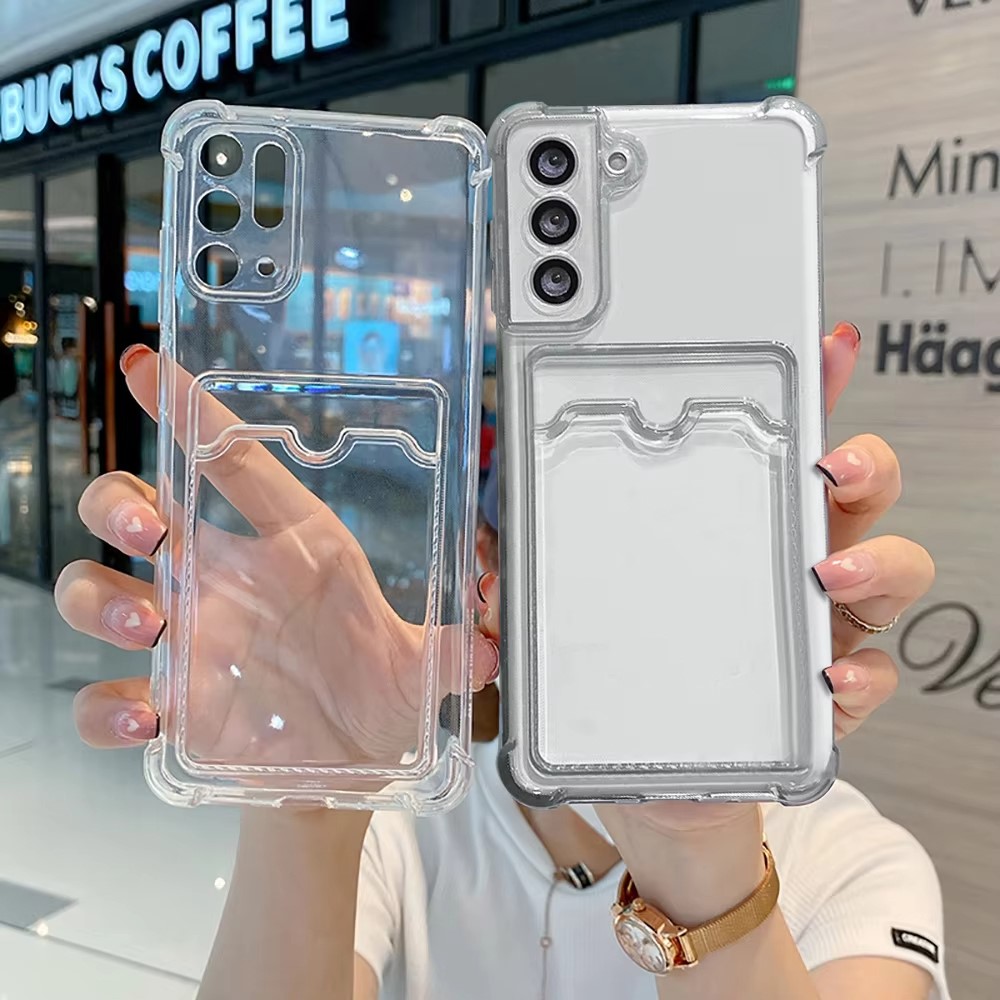 Phone Cases That Hold Cards - Transparante siliconen telefoonhoes met kaartvak voor
