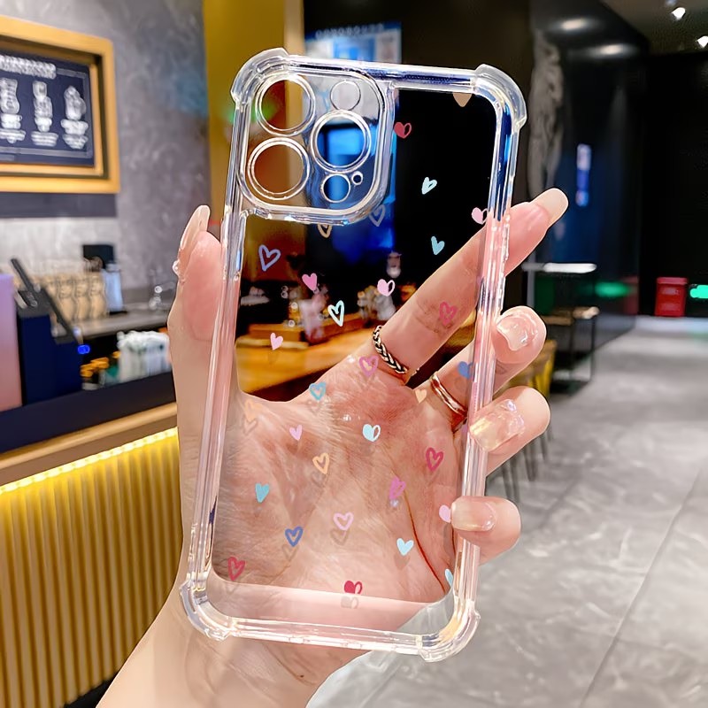 Phone Cases Xr - Transparante hoekbeschermende telefoonhoes met kleurrijke harten